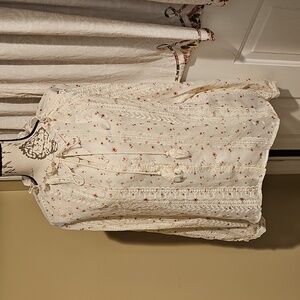 Floral Cream Blouse with Lace Details
